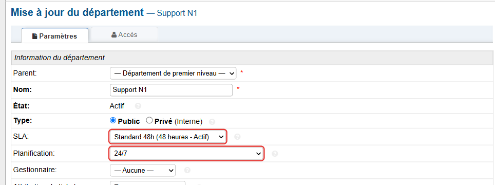 Service Support N1 : SLA Standard 48h et planification 24/7