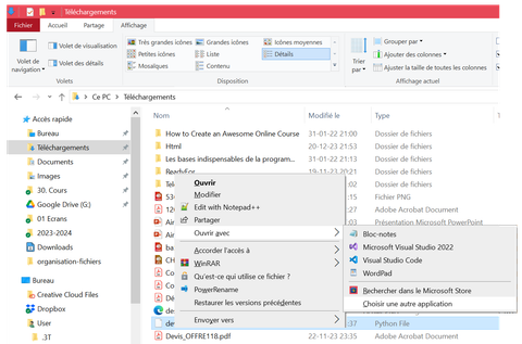 explorer ouvrir avec