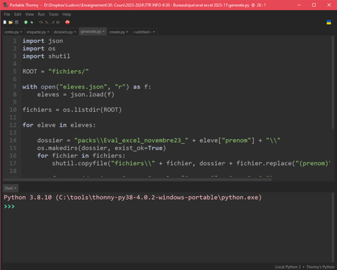 screenshot thonny