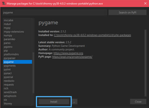 thonny install package